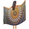 Mandala Life ART Pareo Da Spiaggia Donna Grande Lungo Cottone Nappa Nero Telo Sarong Xxl Bohemian Copricostumi Da Mare Sexy Bikibi Cover Up 2024 Decorazione Murale Arazzo Da Parete 180X120 Cm Fatto In India