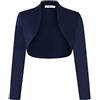 KOJOOIN Donna Cardigan a Maniche 3/4 Elegante Bolero Aperto Coprispalle Shrug Corto Festivo Giacca a Spalla A-Blu Marino XXL