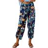 ABYOVRT Pantaloni Casual Donna A Vita Alta Estate Baggy 7/8 Pantaloni di Cotone di Lino Leggeri Comodi Pantaloni Casual con Tasche,Bianco,