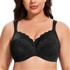 MELENECA Donna Reggiseno in Pizzo Coppa Piena Sostegno Senza Imbottito Schwarz-Pizzo 8E