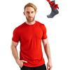 Merino.tech Maglietta Lana Merinos Uomo - Maglia Termica Uomo in Lana Merinos Manica Corta con Calze (Medium, Red)
