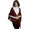 BEAUTELICATE Scialle all'uncinetto Donna Caldo Sciarpa Maglia Triangolare Lunga Frange Stole per Autunno Inverno,Bordeaux