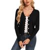 Atxnn Cardigan Donna a Maglia Corta Maglione Elegante con Bottoni Cardigan a Maniche Lunghe con Scollo a V Giacca di Lana Casual a Tinta Unita