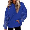 Générique Top da donna chic ed elegante, felpa da donna con strass con cappuccio con coulisse e coulisse comoda giacca primavera autunno felpa tinta unita con due tasche, blu, XXXL