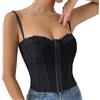 Haibang Corsetto da Donna Eleganta Pizzo Bustier con Spalline Sottili Fronte Aperto Disossato Corpetto Top Floreale Curvy Corsetto Bustino Sexy Canotta Regolabile Corset Bodyshaper Mode Clubwear