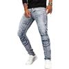 Oanviso Jeans Uomo Pantaloni in Denim a Foro Retto Skinny Jeans Pantaloni con Tasche Slim Fit Pant Vintage Pantaloni da Lavoro Ampi Hip Hop Foro Rotto Streetwear