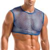 Amy Coulee Maglia da uomo a rete muscolare, Blu, S