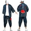 pvucpot Giapponese Kimono da Uomo Kimono Set Giappone Harajuku Anime Robe Anime Vestiti Cardigan + Pantaloni Harem Pigiama di Abbigliamento al Vapore