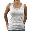 EMMEBIVI Canottiera donna spalla larga filo di scozia con macramè art. 12312-5, Bianco