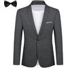 Allthemen Abito da Uomo in 2 Pezzi in Tinta Unita con Un Bottone Blazer + Cravatta Giacca Formale da Lavoro per Matrimonio Grigio L