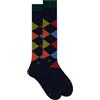 Gallo Calze lunghe uomo cotone blu fantasia intarsio
