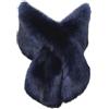 Vdaxvme Pellicce lunghe da sposa scialle da sposa autunno inverno caldo scialle collo scalda pellicce sciarpa confortevole e alla moda capispalla accessorio di lusso delle donne, Blu Navy Punta Nera