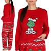 sarcia.eu Grinch Natale, Peluche, Pigiama da Donna a Due Pezzi, Pigiama Caldo con Maniche Lunghe (IT, Testo, XXS, Regular, Regular, A)