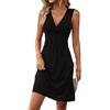 Cozyan Abito Estivo da Donna Elegante Scollo a V Plissettato Vita Alta Vestiti Casual da Donna Estivi Autunno Elegante Abito a Maniche Lunghe Vestito Scollo V