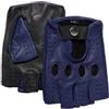 JCXIOC Guanti da Guida in Pelle Guanti da motociclista in pelle uomo, mezze dita, di capra blu, con blocchi colore, for locomotiva, ciclismo, sottili