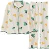 Chickwin Pigiama Donna Invernale in Cotone a Maniche Lunghe Caldo Morbido Moda Pigiami in Due Pezzi, Set Pigiama da Donna Scollo a V con Bottoni e Pantaloni