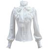 Double Villages Donne Plissettatura Roccia Fronzolo Chiffon Camicetta Retro Vittoriano Lolita Camicetta (S)