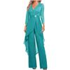 Botong Madre della Sposa Pantaloni Suit Set 2 PC Chiffon & Pizzo Abito Ospite di Nozze ith Strass 3/4 Maniche
