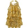 YiZYiF Body da Danza Moderna Latino Americano per Ragazza 5-14 Anni Tutu Abito da Ballo Jazz Hip-Hop Balletto con Paillettes Vestito da Pattinaggio Artistico Dancewear Oro 7-8 Anni