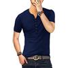 KUYIGO Uomo T Shirt Manica Corta Cotone Henley Camicie Moda Casual T Shirts S-XXL