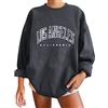 Generic Felpe e felpe con cappuccio da donna Los Angeles Vintage Letter Los Angeles California Outfits Los Angeles Letter Print Style Fashion Girocollo Manica Lunga Oversize Spalla goccia, Grigio, XL