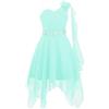 Freebily Vestito da Festa Cerimonia Matrimonio Damigella Bambine Ragazze Monospalla Elegante Abito da Sposa Comunione Battesimo Chiffon Vestito da Principessa Orlo Asimmetrico