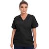JONATHAN UNIFORM Divisa Sanitaria Donna Casacca Sanitaria Medico - Manica Corta 3 Tasche - Camice Medico Donna per OSS, Clinica, Farmacia (Nero, XL)