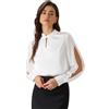 Allegra K Donna Blusa Elegante in Raso Girocollo Maniche Lunghe Fessurate