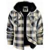JACKETOWN Giacca Uomo in Pile Con Cappuccio Camicia in Flanella a Quadri Giacca Intermedia Calda E Imbottita Giacca Casual Con Tasche Ideale per Autunno E Inverno