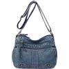 LYEAA Borsa a tracolla da donna Borsa a tracolla casual di grande capacità Borsa a tracolla regolabile Cerniera Vintage Multi-tasche Femminile Tote Bag, Blu, 35*15*19 cm/13.78x5.91x7.48inch