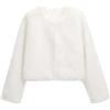 generic Giacca in pelliccia sintetica bianca da donna, con scialle invernale, cappotti di pelliccia, maniche lunghe, da sera formale, alla moda, cardigan corto in pelliccia.