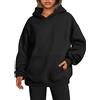 ABYOVRT Felpe con Cappuccio Donna Oversize Pullover Hoodie Manica Lunga Casual Sweatshirt Maglione Ragazza Inverno Autunno Sweatshirt Calda Felpe con Tasche,Nero,S
