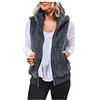 Generisch Teddy, gilet corto da donna, senza maniche, per autunno e inverno, in lana di pecora, morbido, casual, in cotone, leggero, per attività all'aria aperta, calda, con colletto alto, invernale