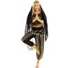 Yeahdor Costume da Danza del Ventre per Donna con Paillettes Abito da Ballo Indiano Costume da Arabo Principessa 4 PCS con Molti Accessori Halloween Carnevale Cosplay
