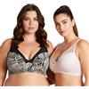 Curve Muse Donna Taglie Forti Reggiseno Minimizer Non Imbottito con Ferretto Cobertura Completa-Confezione da 2-Grey/Black,Cream-10B