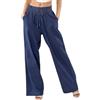 Nina Carter A001 - Pantaloni estivi da donna, leggeri e larghi, in misto cotone, elasticizzati, traspiranti e traspiranti, vestibilità larga, effetto lino