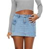 Owegvia Minigonna cargo da donna in denim Y2k, tinta unita, a vita media, mini gonne di jeans con tasche