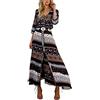 iSpchen ZUMUii Butterme - Vestito Lungo da Donna, Vintage, con Scollo a V, Floreale, Bohemia, Stampa Laterale, con Scollo Lungo, Maniche Lunghe, Maxi Vestito, da Spiaggia, Cardigan Sundress Cover ups