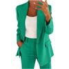 HEONSATI Abito Taglie Forti Donna Abito Ufficio Aperto Davanti Colletto Eleganti Set Due Pezzi Manica Lunga Matrimonio Tuta da Lavoro Blazer E Pantalone Tailleur da Cocktail Business per Sera Party