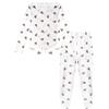 YAMAMAY - Pigiama Lungo, Donna, Bianco, 90% Polyester 10% Elastan, Jersey, Stampato