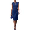 Onsoyours Abito da Lavoro Donna Vintage Senza Maniche Aderente Vestito Elegante Tubino Plissettato Ufficio Abiti Formale Cocktail