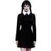 LUYANA Abito da donna con colletto Peter Pan, nero, per feste e costumi di Halloween, Nero , XL