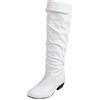 Generic Stivali alti al ginocchio da donna, stivali da equitazione in finta pelle, stivali larghi al polpaccio senza lacci, scarpe da passeggio da donna, stivaletti da passeggio da donna, con punta rotonda e