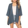 Irevial Copricostume Mare Donna Cardigan Chiffon Estivo Elegante Top Maniche a 3/4 per Spiaggia Party Vacanze Mare Pareo Grigio S