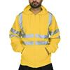 XADITON Felpa di Sicurezza Riflettente con Alta Visibilità per Uomini, Bomber Invernale con Cerniera, Sweatshirt con Cappuccio con Fondo Nero, Jumper Top (Colore: Giallo-B, Taglia: Grande)