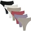 Deigecil - Confezione da 6 perizomi da donna, string tanga ad alta vita, in cotone, biancheria intima sportiva, mutandine comode e morbide per donna, 3XL