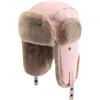 GIBZ Cappello Aviatore Donna Berretto Invernale Antivento in Peluche Cappello Russo in Pelle, Rosa