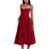 Mfhmom Vestito Corsetto Donna Elegante Lungo Vestiti Estivi Donna con Corsetto Senza Maniche Abito Aderente Sexy Abito da Cerimonia con Spalline Sottili Linea ad A Sexy Abito da Sera Abito da Cocktail