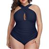 Chanpning Costume Bagno Donna Curvy Costume Interi Mare Controllo della Pancia Imbottito Costumi da Bagno Scollo A V Contenitivo Swimsuit Push Up Spiaggia Modellante Piscina Beachwear Sexy Estate