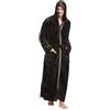 FashGudim Accappatoio in Pile con Cappuccio Uomo Lunghezza Intera Vestaglia Lunga per Uomo Taglie Forti Pile Caldo (Nero con Rifiniture Nere, XXL)